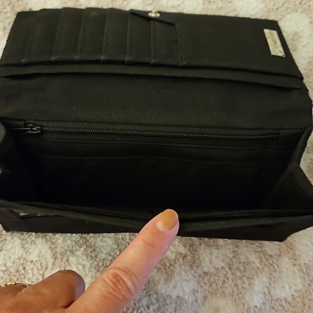 WHITING DAVIS BLACK SOLID  BEADED VTG‎ WALLET